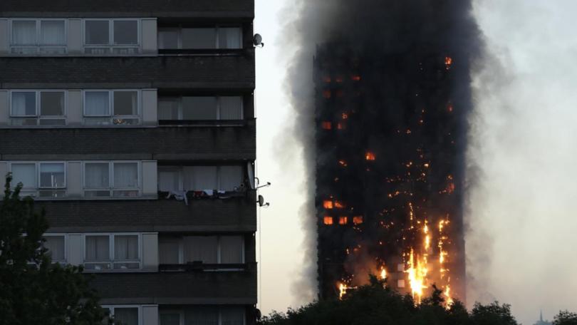 The Grenfell Tower fire in west London in July 2017