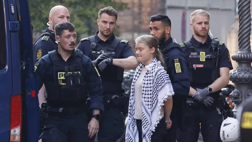 Greta Thunberg was arrested during an anti-Israel protest in Copenhagen, Denmark.