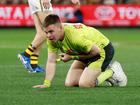 MELBOURNE, AUSTRALIA - SEPTEMBER 06: AFL Field Umpire, Nick Foot is seen injured during the 2024 AFL Second Elimination Final match between the Western Bulldogs and the Hawthorn Hawks at The Melbourne Cricket Ground on September 06, 2024 in Melbourne, Australia. (Photo by Michael Willson/AFL Photos via Getty Images)