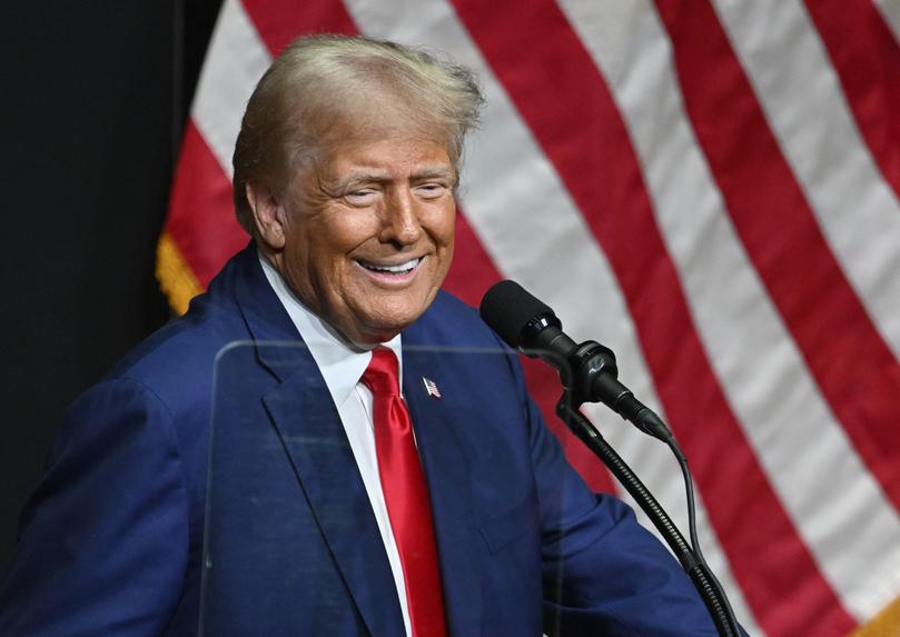 Former US President and Republican presidential candidate Donald Trump speaks during a campaign rally at Harrah's Cherokee Center in Asheville, North Carolina, August 14, 2024. (Photo by Peter Zay / AFP)