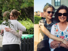 Her younger sister Antonia was pictured visiting her late mother’s home on Sunday afternoon, hugging a friend and placing a single flower at the door.