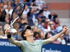 Jannik Sinner celebrates defeating Taylor Fritz in the US Open final.