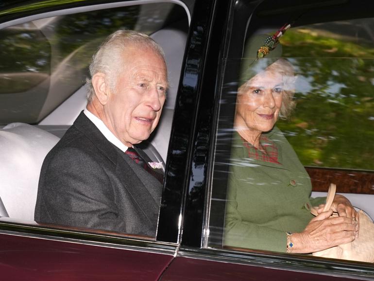 King Charles III and Queen Camilla arrive at Crathie Kirk, near Balmoral, for a Sunday church service. Picture date: Sunday September 8, 2024.. See PA story ROYAL King. Photo credit should read: Aaron Chown/PA Wire