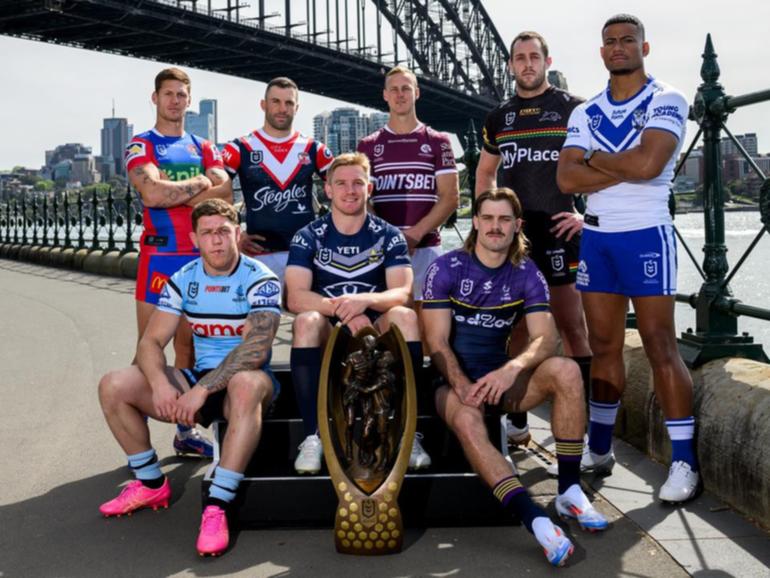 Players from the eight NRL clubs, all chasing the same prize, have attended the finals launch. (Bianca De Marchi/AAP PHOTOS)