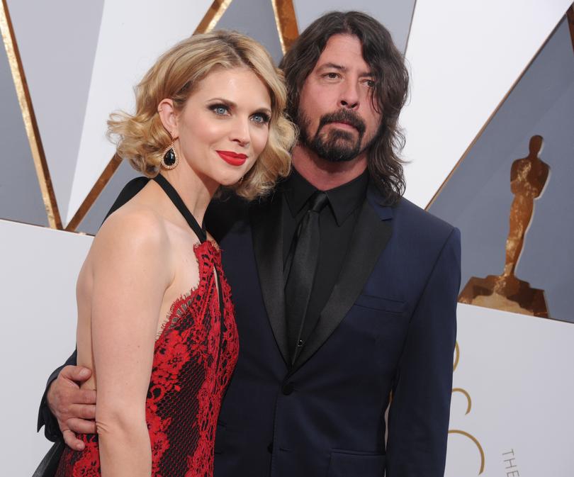 Musician Dave Grohl with wife Jordyn Blum in 2016.