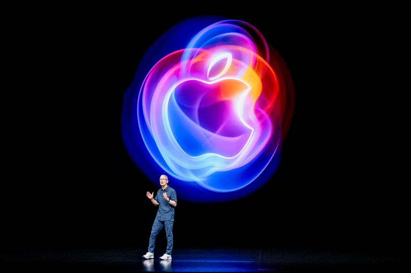 Tim Cook, chief executive officer of Apple Inc., during an event at Apple Park campus in Cupertino, California, US, on Monday, Sept. 9, 2024. Apple Inc. unveiled a new version of its smartwatch with a bigger screen and the ability to detect sleep apnea, part of an event Monday that will also include the iPhone 16 smartphone. Photographer: David Paul Morris/Bloomberg