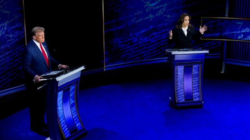 US Vice President Kamala Harris, right, and former US President Donald Trump during the second presidential debate.