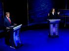 US Vice President Kamala Harris, right, and former US President Donald Trump during the second presidential debate.