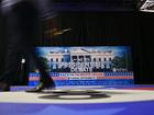 The stage where Vice President Kamala Harris and former President Donald Trump are scheduled to meet for the debate.