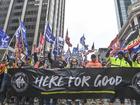 GEN CFMEU Rally in the city. Unionists march down William Street.