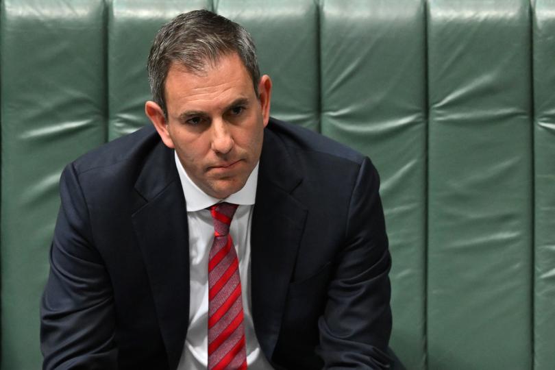 Australian Treasurer Jim Chalmers reacts during House of Representatives Question Time at Parliament House in Canberra, Monday, September 9, 2024. (AAP Image/Lukas Coch) NO ARCHIVING