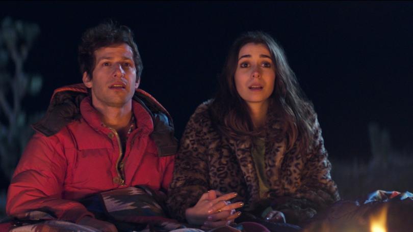 Andy Samberg and Cristina Milioti in a scene from the Amazon movie Palm Springs.