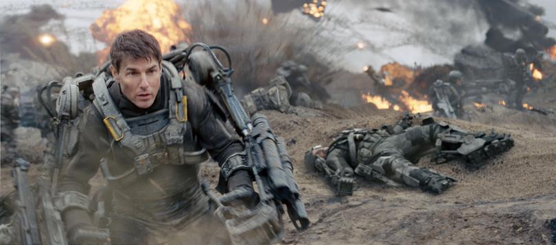 This image released by Warner Bros. Pictures shows Tom Cruise in a scene from "Edge of Tomorrow." (AP Photo/Warner Bros. Pictures)