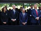 Vice President Kamala Harris, President Joe Biden, former NYC Mayor Michael Bloomberg, former President Donald Trump and Republican vice presidential nominee J.D. Vance attend the annual 9/11 Commemoration Ceremony at the National 9/11 Memorial and Museum.