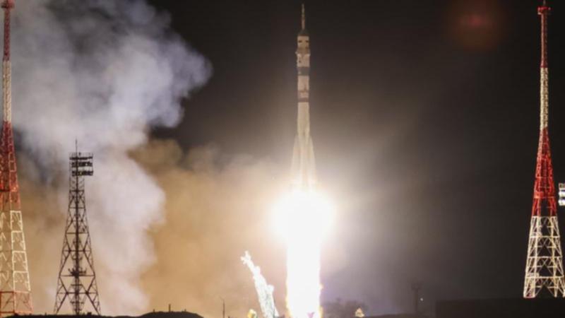 A Soyuz-2.1 rocket booster with a Soyuz MS-26 space ship blasted off from Baikonur cosmodrome.