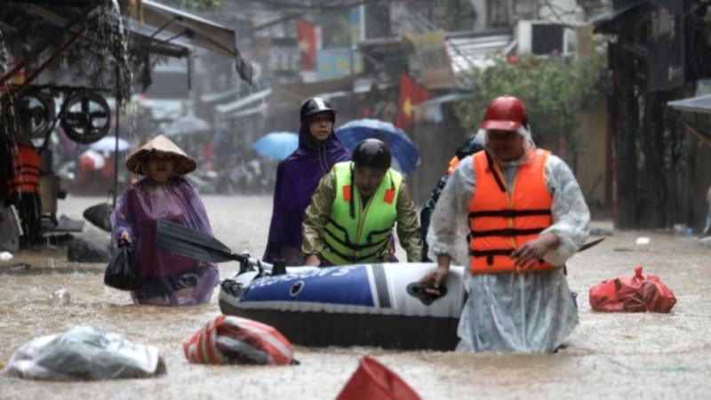 Typhoon Yagi has triggered severe flooding in Hanoi. (EPA PHOTO)