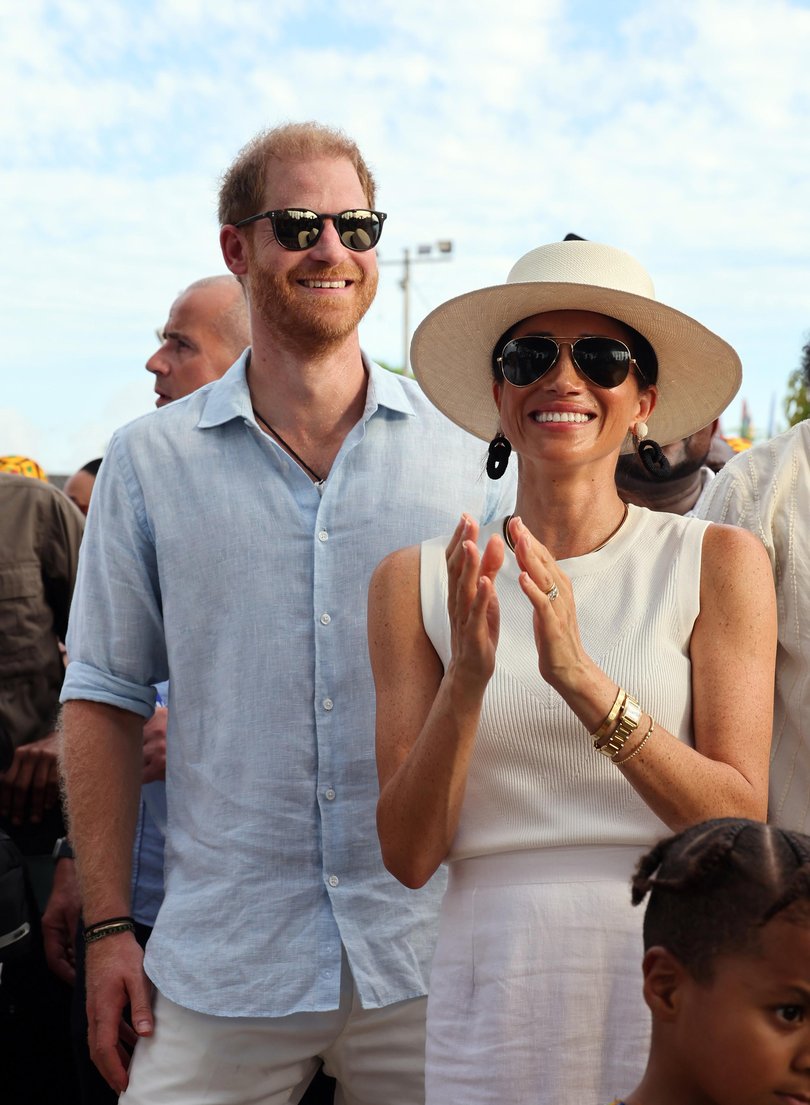 Prince Harry, Duke of Sussex and Meghan, Duchess of Sussex at San Basilio de Palenque during The Duke and Duchess of Sussex Colombia Visit.