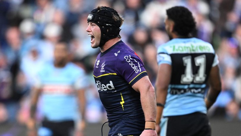 Melbourne's Harry Grant scored a hat-trick in the Storm's 37-10 qualifying final win over Cronulla. 