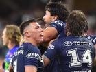 North Queensland celebrate a try in their thrilling 28-16 NRL elimination final win over Newcastle. 