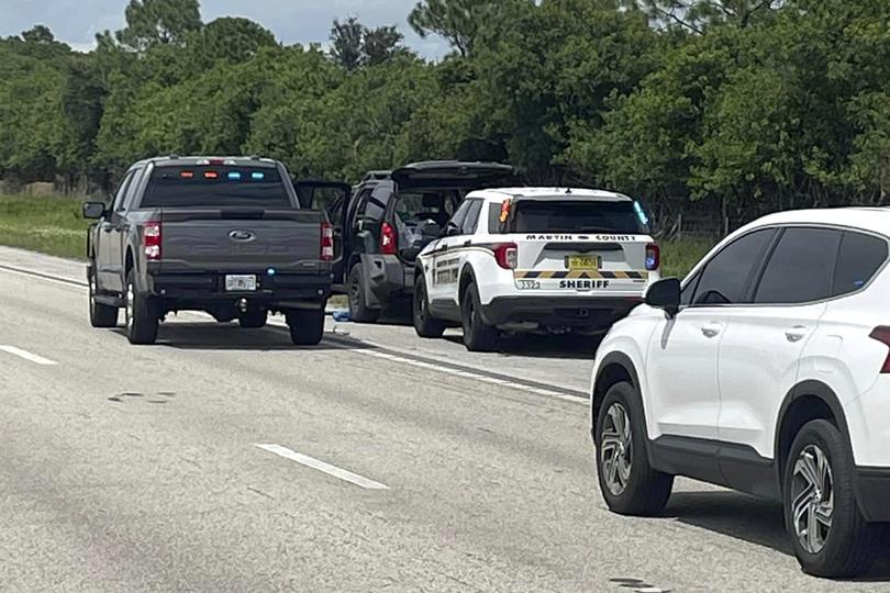 Sheriff's vehicles surrounding an SUV on the northbound I-95 in Martin County.