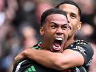 Gabriel celebrates scoring scoring for Arsenal.