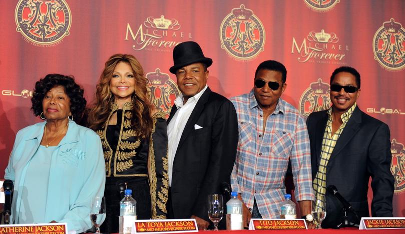 From left to right are Katherine Jackson, LaToya Jackson, Tito Jackson, Jackie Jackson and Marlon Jackson. 