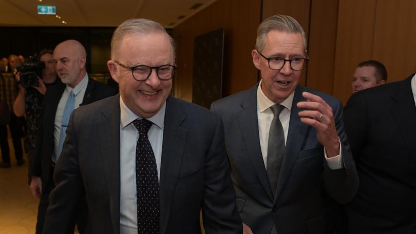 Prime Minister Anthony Albanese and BCA President Geoff Culbert arrive at the Business Council of Australia’s 2024 Annual Dinner.