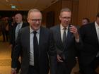 BCA Chief Executive Bran Black, Prime Minister Anthony Albanese and BCA President Geoff Culbert arrive at the Business Council of Australia’s 2024 Annual Dinner.