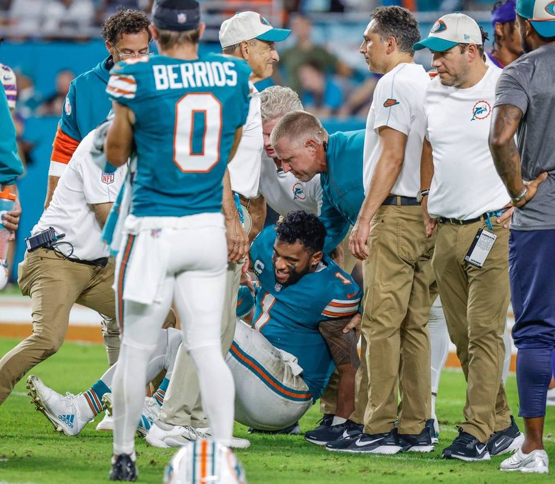 Miami Dolphins quarterback Tua Tagovailoa after he was injured.