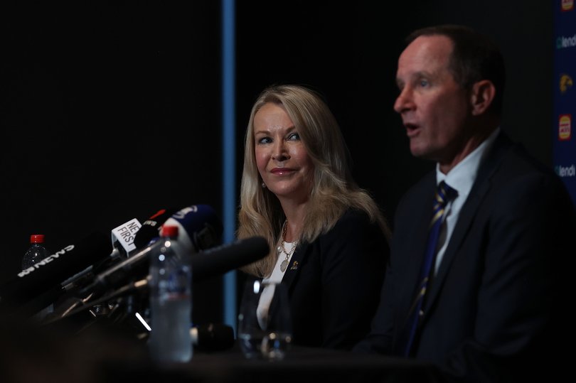 Elizabeth Gaines with Don Pyke at Eagles HQ.