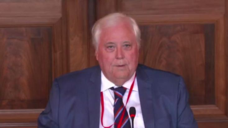  Clive Palmer being questioned at the Hague in the Netherlands. 