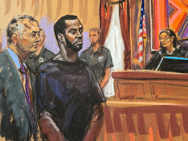 Sean ‘Diddy’ Combs and his defence lawyer Marc Agnifilo in federal court.