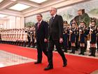 Prime Minister Anthony Albanese (right) with Chinese Premier Li Qiang (left) at the Great Hall of the People in Beijing in 2023.