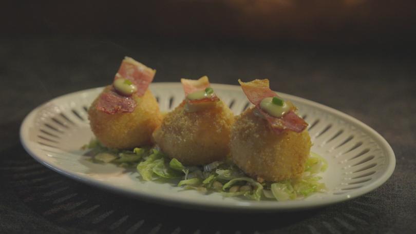 MKR: Hannah and Lawrence's Croquettes De Fromage with Ginger Brussel Sprouts and Jalapeno Aioli