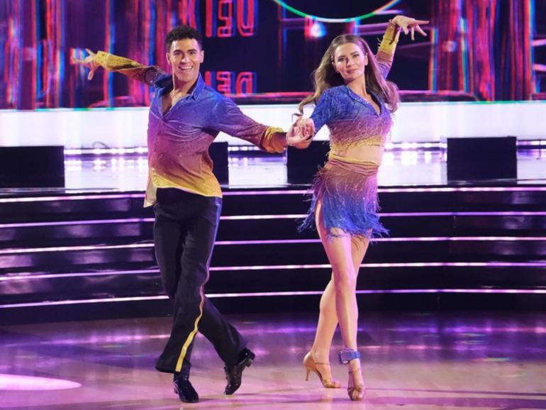 Anna Delvey - aka Anna Sorokin - wearing a bejewelled ankle monitor while on the set of Dancing With The Stars.