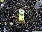 epaselect epa11613947 Mourners carry the coffin of one of two people who died in communication devices blasts, during the funeral procession in Beirut, Lebanon, 19 September 2024. Lebanon's Health Minister Firas Abiad said on 19 September that at least 37 people died and more than 2900 others injured after multiple wireless communication devices were detonated on 17 and 18 September. Hezbollah declared in a statement that Israel was behind the strike and that there will be consequences. EPA/WAEL HAMZEH