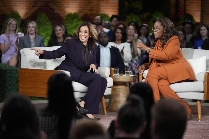 Democratic presidential nominee Vice President Kamala Harris joins Oprah Winfrey at Oprah's Unite for America Live Streaming event.