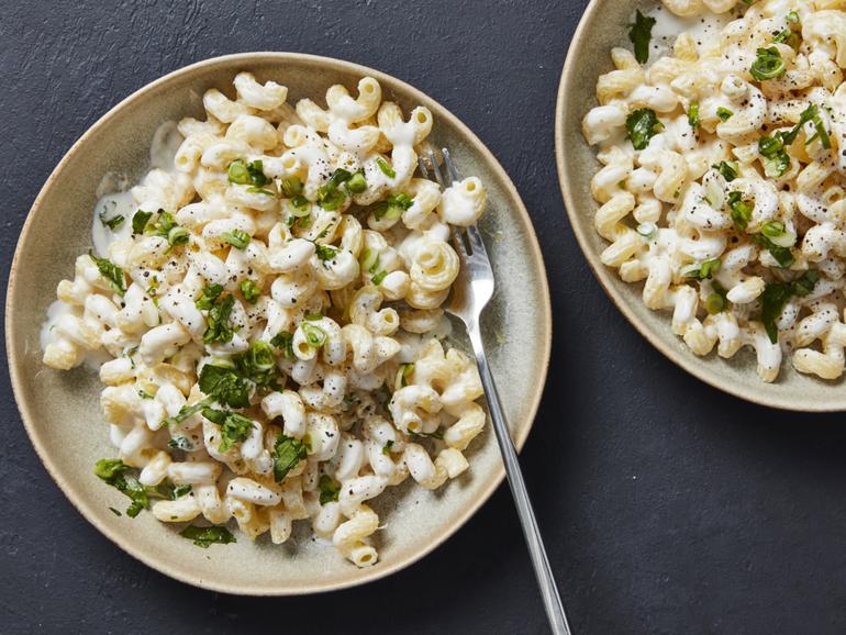 Creamy, lemony pasta. Dinner in 15 minutes and just five ingredients, this Yasmin Fahr recipe is as generous as it is tart and creamy. (Christopher Testani/The New York Times; Food Stylist: Monica Pierini)