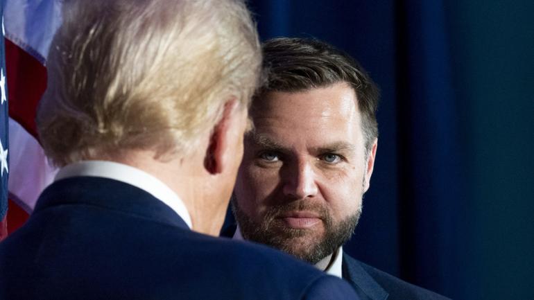 FILE  Former President Donald Trump, the Republican presidential nominee, and his running mate Sen. JD Vance (R-Ohio), during a campaign event in Asheboro, N.C., on Aug. 21, 2024. From attacks on childless cat ladies to claims of migrants devouring neighbors pets, Vance is providing many Americans with their first glimpse of an ultra-online, aggressively combative generation of rabble-rousing conservatism. (Doug Mills/The New York Times)