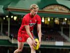 Isaac Heeney of the Swans warms up before the 2024 AFL First Preliminary Final.