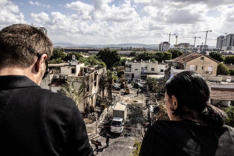 Damaged homes from a rocket attack from Lebanon in Kiryat Bialik on Sunday. 