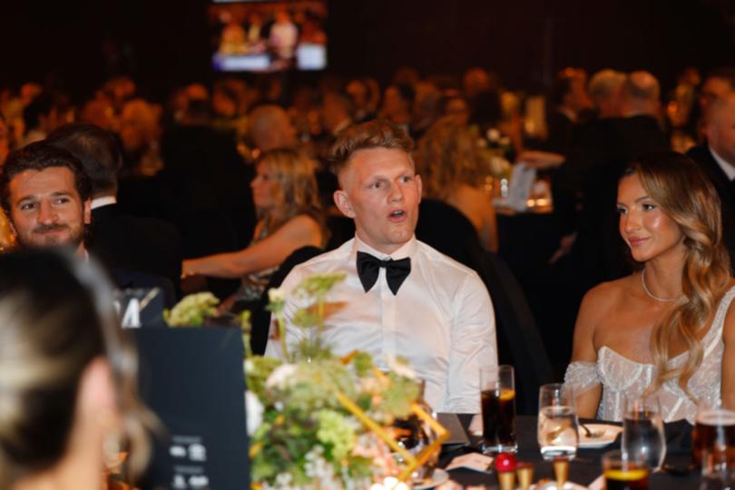 Marcus Bontempelli (far left) and Adam Treloar were a little surprised by some of the early voting.