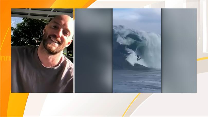 Big wave surfer Mikey Brennan appeared on Sunrise on Tuesday, speaking about being knocked unconscious as he surfed on Friday. 