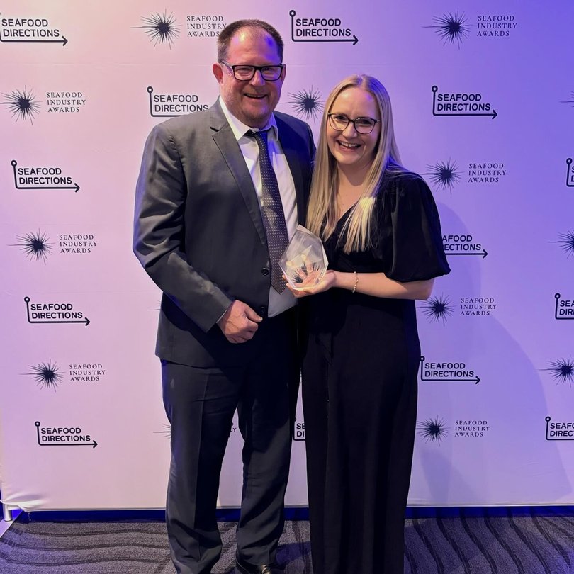 Hooked on Middleton Beach’s Shane Vale and daughter Hayley Lutley at the 2024 National Seafood Industry Awards in Tasmania.