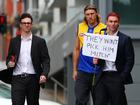 Max Holmes, Mark Blicavs and Tanner Bruhn arrive at Geelong’s end-of-season function.