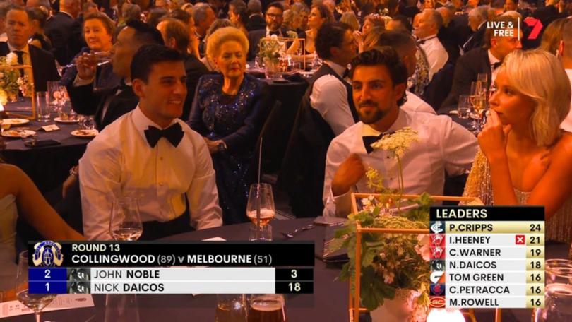 Nick and Josh Daicos both appeared confused when the vote was read out.