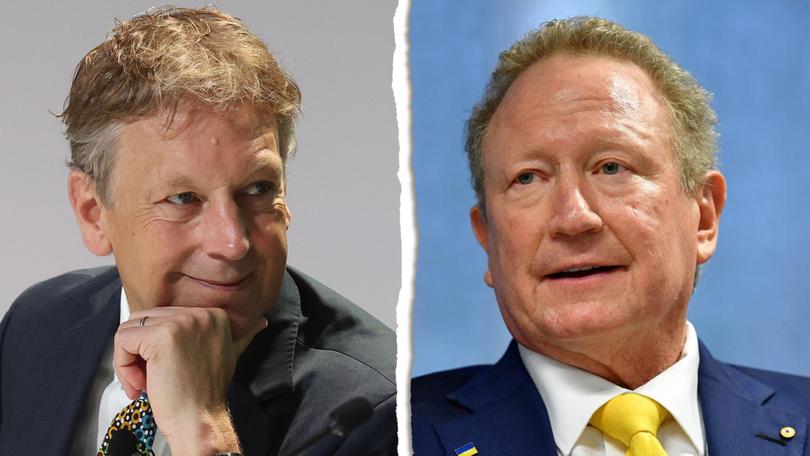 Rio Tinto’s chief executive Jakob Stausholm and FMG boss Andrew Forrest.