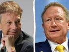 Rio Tinto’s chief executive Jakob Stausholm and FMG boss Andrew Forrest.