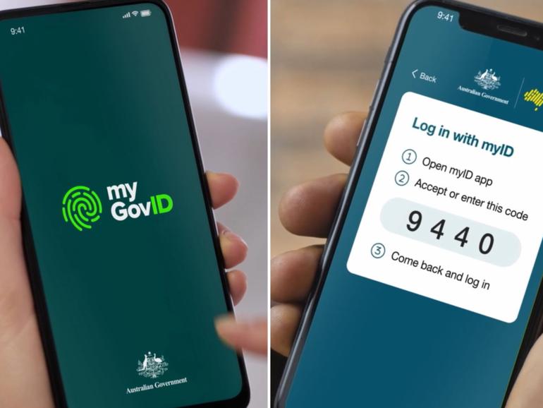 The myGovID app will undergo a makeover including a name change (right) in November, and be henceforth known as myID.