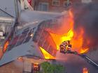 Fire crews are battling a major blaze in a building in Brisbane. (HANDOUT/NINE NEWS QUEENSLAND)